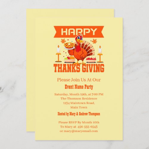 Add Family Name Text Thanksgiving Pumpkin Invitation