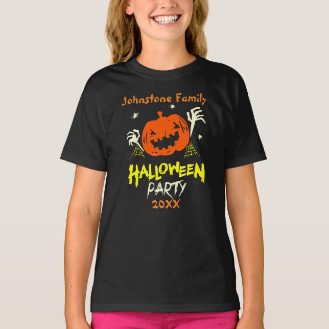 Add Family Name Year Halloween Party Edit Text   T-Shirt (Front)