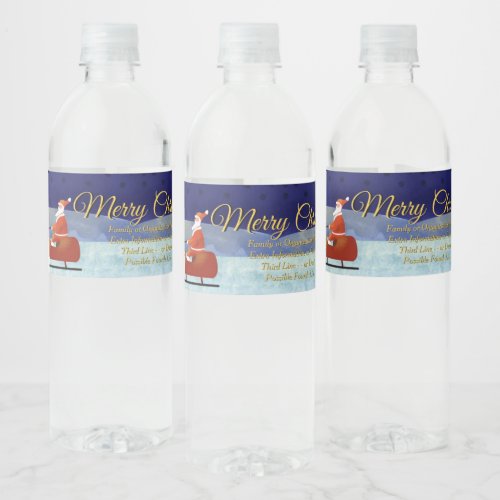 Add Family  Organisation Name Blue  Santa Water Bottle Label