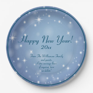 Add Family Organization Name Happy New Year 20xx  Paper Plates