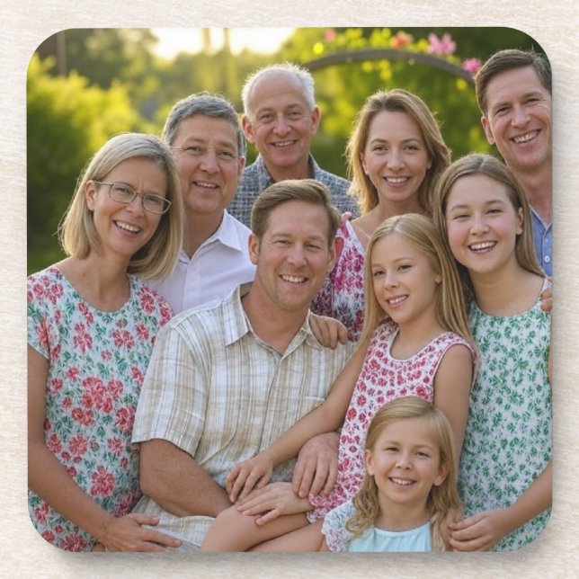 Add Family Reunion Photo Customize Beverage Coaster (Front)
