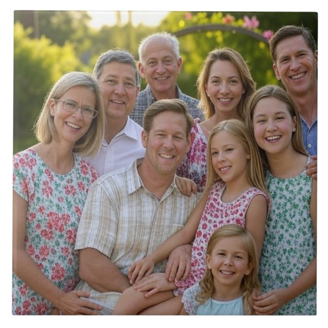 Add Family Reunion Photo Customize Ceramic Tile (Front)