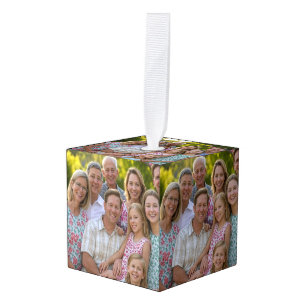 Add Family Reunion Photo Customize Cube Ornament
