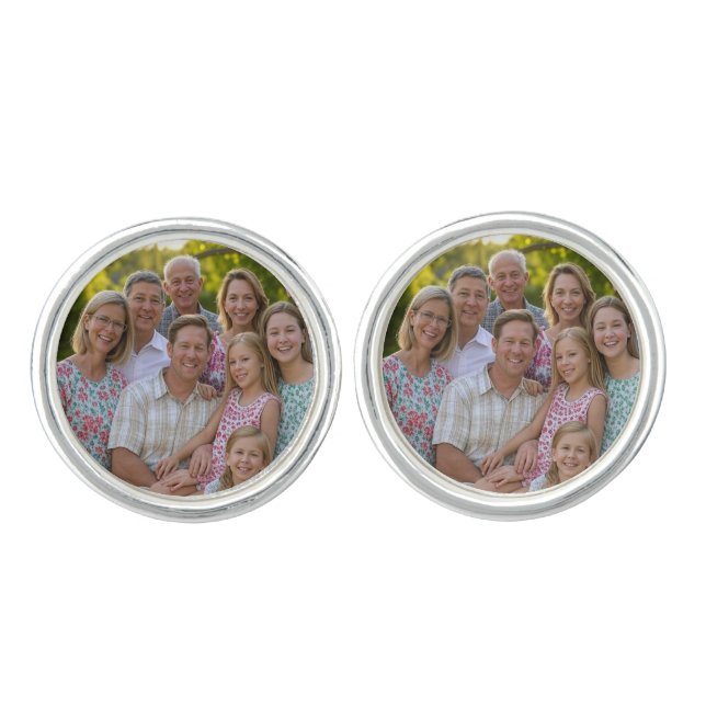 Add Family Reunion Photo Customize Cufflinks (Front)