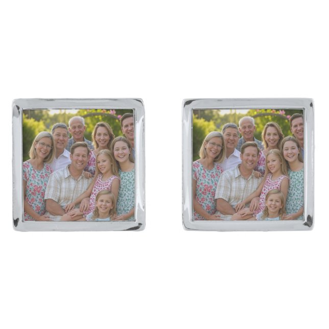 Add Family Reunion Photo Customize Cufflinks (Front)