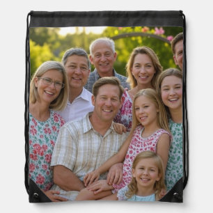 Add Family Reunion Photo Customize Drawstring Bag