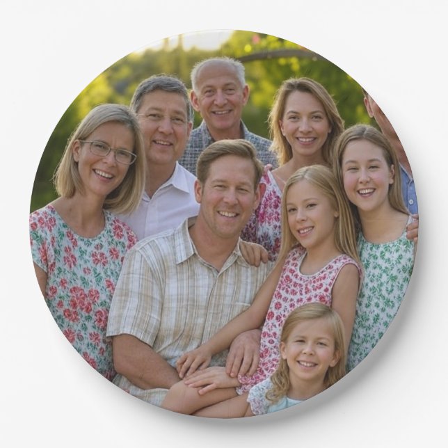 Add Family Reunion Photo Customize Paper Plates (Front)