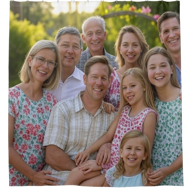 Add Family Reunion Photo Customize Shower Curtain (Front)