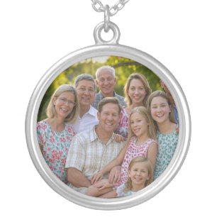 Add Family Reunion Photo Customize Silver Plated Necklace