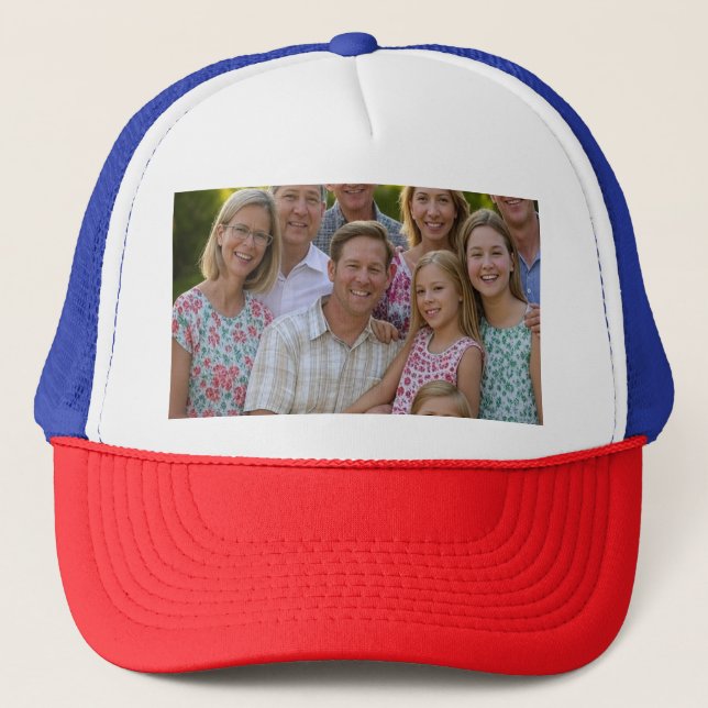 Add Family Reunion Photo Customize Trucker Hat (Front)