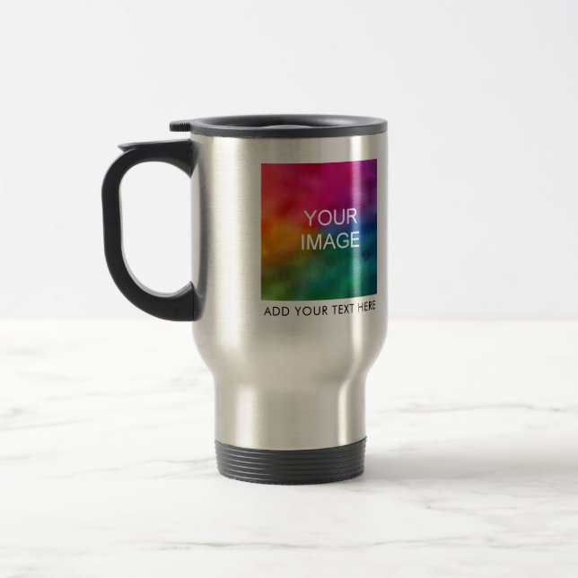 Add Father Mother Family Image Photo Text Create Travel Mug (Left)