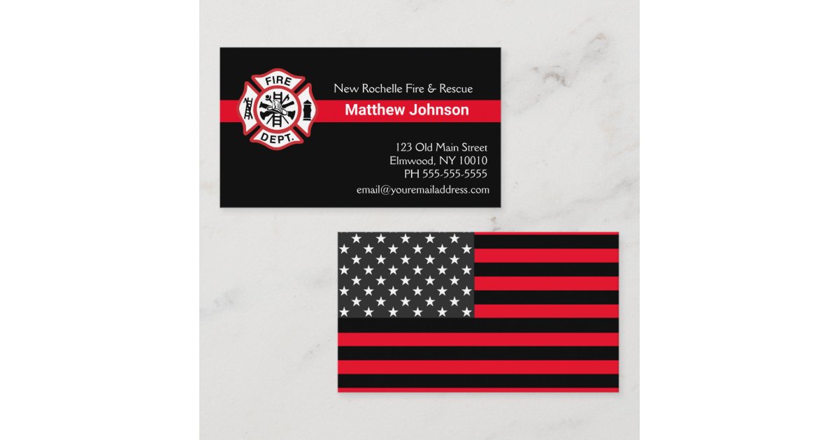 Add Firehouse Embem | Fire Department Firefighter Business Card | Zazzle.com