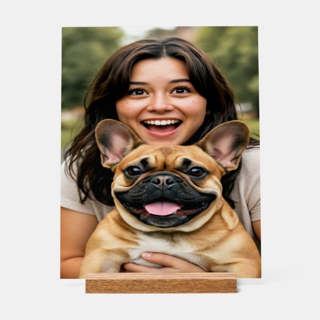 Add French Bulldog Photo Personalize Acrylic Sign (Front)
