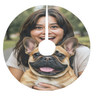Add French Bulldog Photo Personalize Brushed Polyester Tree Skirt