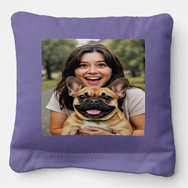Add French Bulldog Photo Personalize Cornhole Bags (Front)
