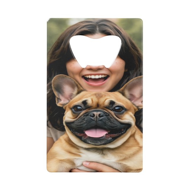 Add French Bulldog Photo Personalize Credit Card Bottle Opener (Front)