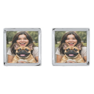 Add French Bulldog Photo Personalize Cufflinks