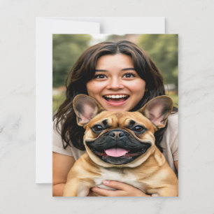Add French Bulldog Photo Personalize Note Card