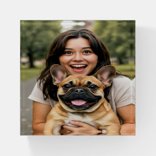 Add French Bulldog Photo Personalize Paperweight