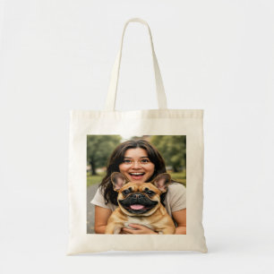 Add French Bulldog Photo Personalize Tote Bag