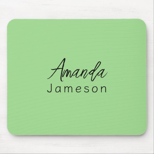 Add Full Name Simple Minimal Monogram Lime Green M Mouse Pad