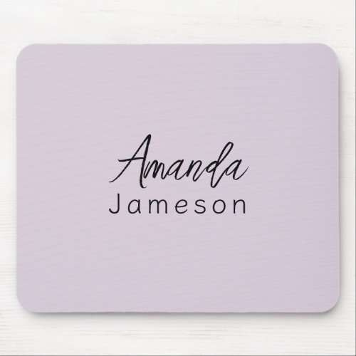 Add Full Name Simple Minimal Monogram on Lilac Mouse Pad