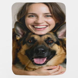Add German Shepherd Photo Personalize Baby Blanket