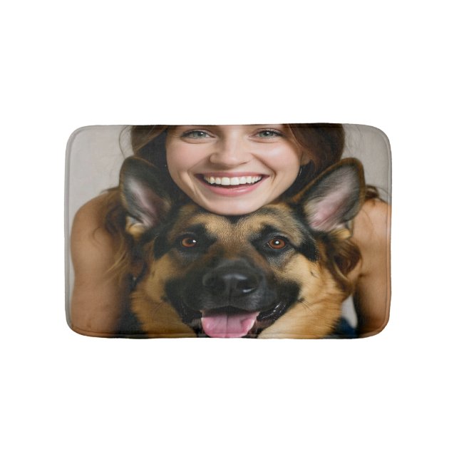 Add German Shepherd Photo Personalize Bath Mat (Front)