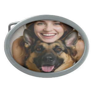 Add German Shepherd Photo Personalize Belt Buckle