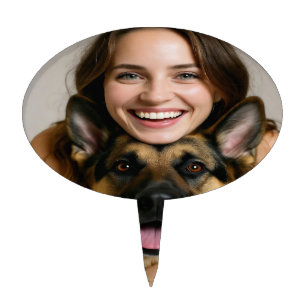 Add German Shepherd Photo Personalize Cake Topper