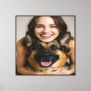 Add German Shepherd Photo Personalize Canvas Print