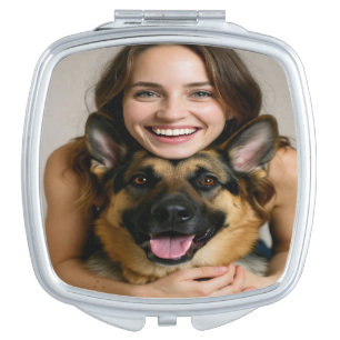 Add German Shepherd Photo Personalize Compact Mirror