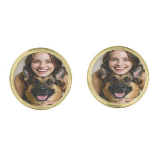 Add German Shepherd Photo Personalize Cufflinks