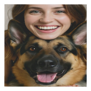Add German Shepherd Photo Personalize Faux Canvas Print