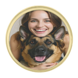 Add German Shepherd Photo Personalize Gold Finish Lapel Pin