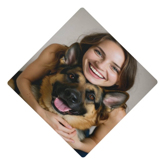 Add German Shepherd Photo Personalize Graduation Cap Topper (Front)