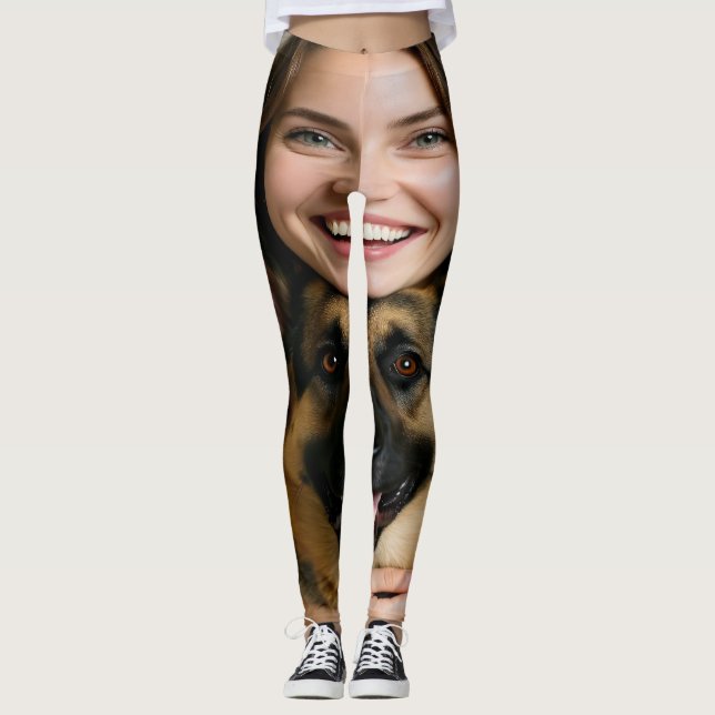 Add German Shepherd Photo Personalize Leggings (Front)
