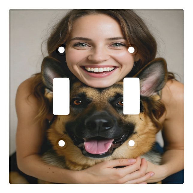 Add German Shepherd Photo Personalize Light Switch Cover (Front)