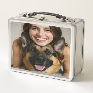 Add German Shepherd Photo Personalize Metal Lunch Box