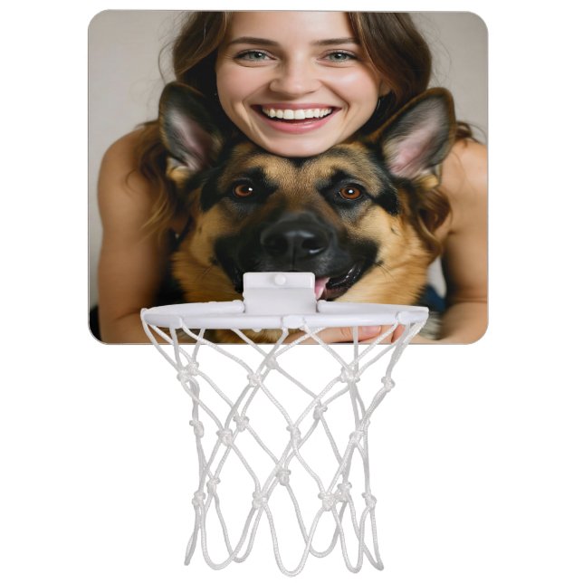 Add German Shepherd Photo Personalize Mini Basketball Hoop (Front)