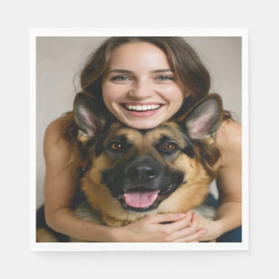 Add German Shepherd Photo Personalize Napkins