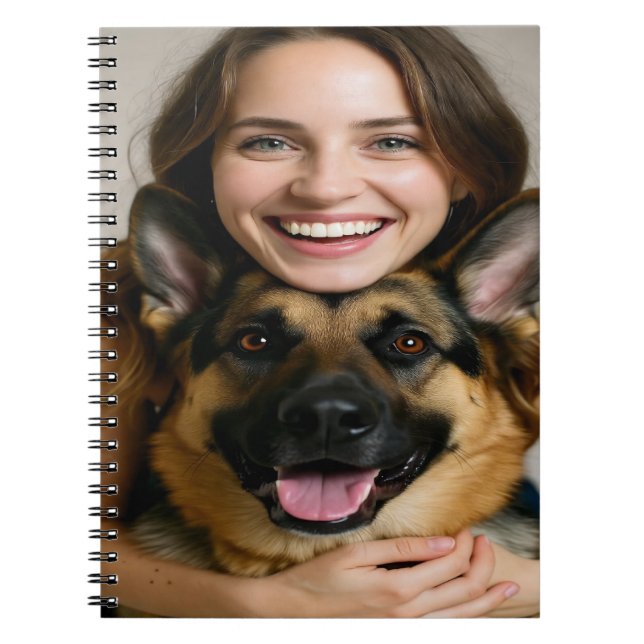 Add German Shepherd Photo Personalize Notebook (Front)
