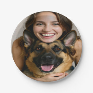 Add German Shepherd Photo Personalize Paper Plates