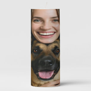 Add German Shepherd Photo Personalize Pillar Candle