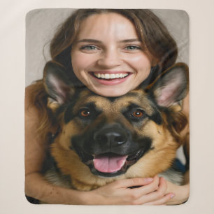 Add German Shepherd Photo Personalize Sherpa Blanket