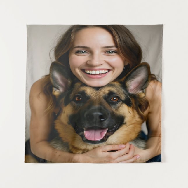 Add German Shepherd Photo Personalize Tapestry (Front)