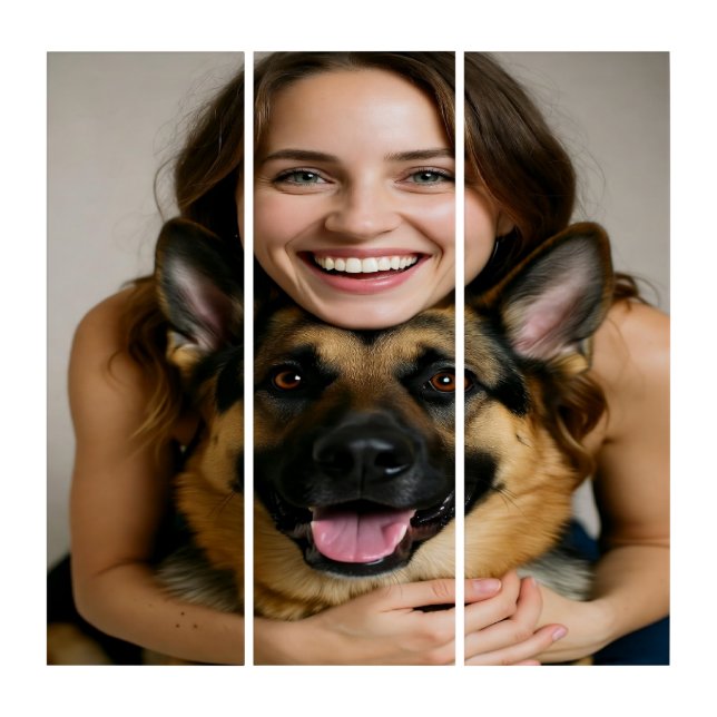 Add German Shepherd Photo Personalize Triptych (Front)