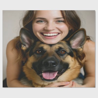 Add German Shepherd Photo Personalize Wrapping Paper