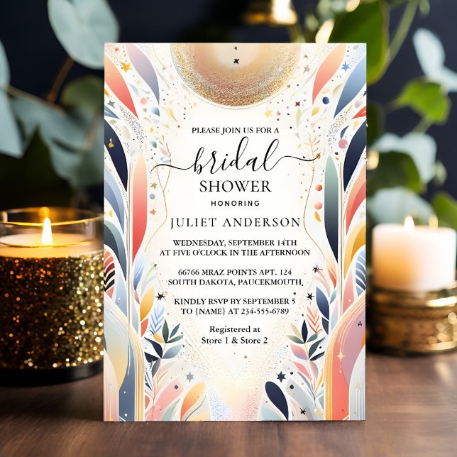 Add Glam Bright Pastel Ombre Glitter Bridal Shower Invitation (Creator Uploaded)