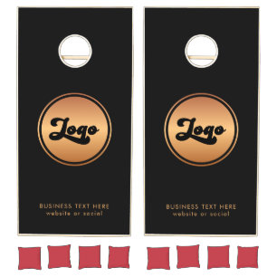 Add Gold Business Company Logo & Text Professional Cornhole Set